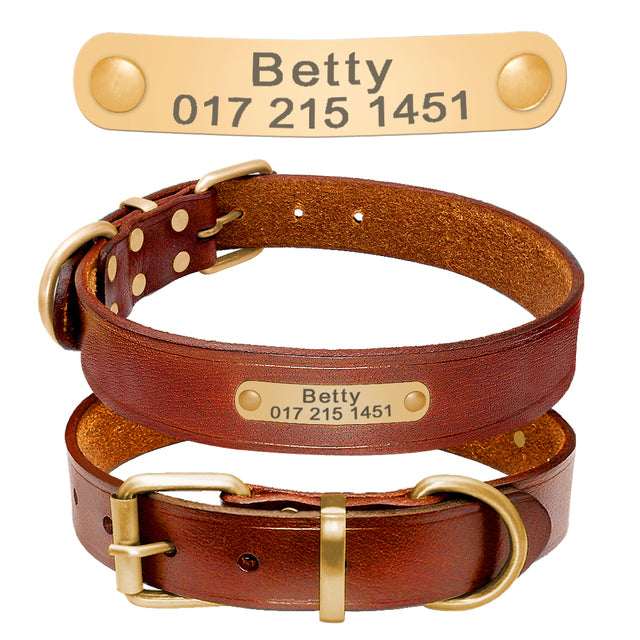 Chic Leather Dog Collars with Custom Tags